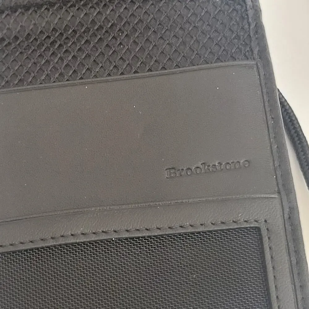 Brookstone black leather bifold wallet RFID-blocking feature New